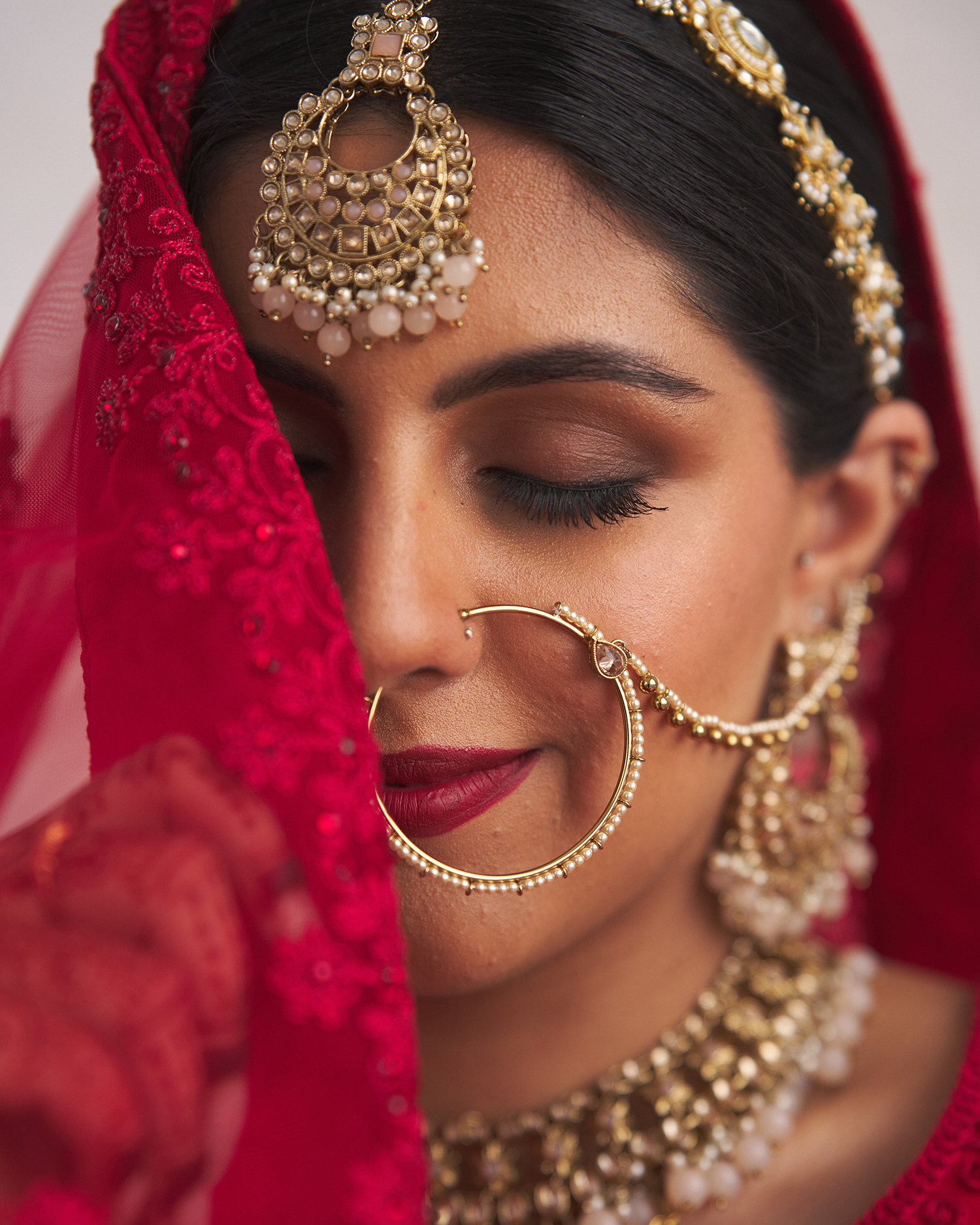 indian bride close up before editing